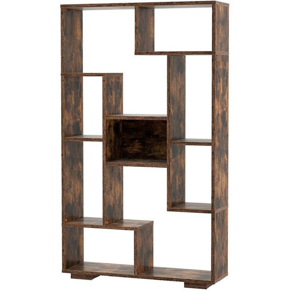 COSTWAY Bücherregal, Holz mit 9 Fächern, Raumteiler geometrisch, 70x20x120cm