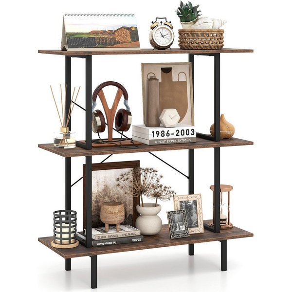 COSTWAY Bücherregal, Standregal Konsonlentisch mit Ablagen 80 x 30 x 86 cm