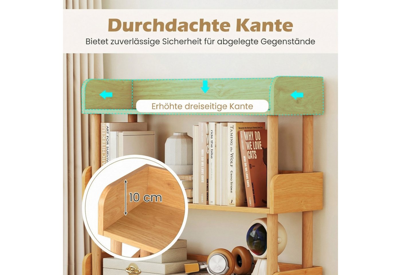 COSTWAY Bücherregal, Holz Standregal, Eckregal mit 4 offene Ebene – Bild 3 von 5