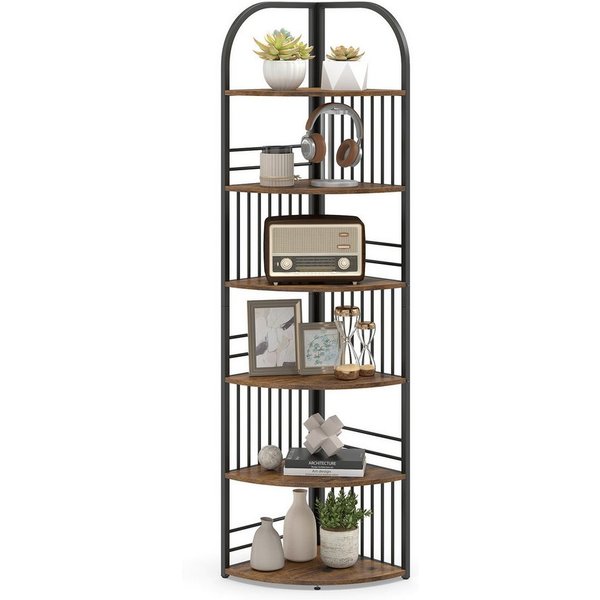 COSTWAY Bücherregal, Eckregal 6 Ebenen Standregal Metallrahmen 42x42x181,5cm