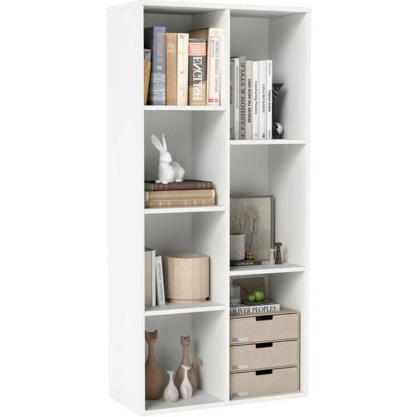 COSTWAY Bücherregal, 7-Würfel-Würfelregal mit 7 Fächern, 2 Kippschutz-Sets