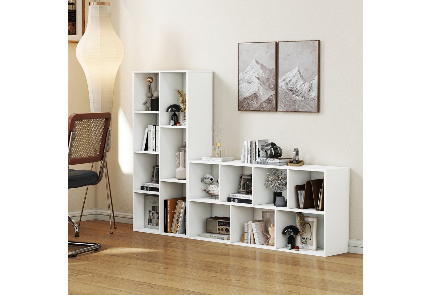 COSTWAY Bücherregal, 7-Würfel-Würfelregal mit 7 Fächern, 2 Kippschutz-Sets – Bild 2 von 5