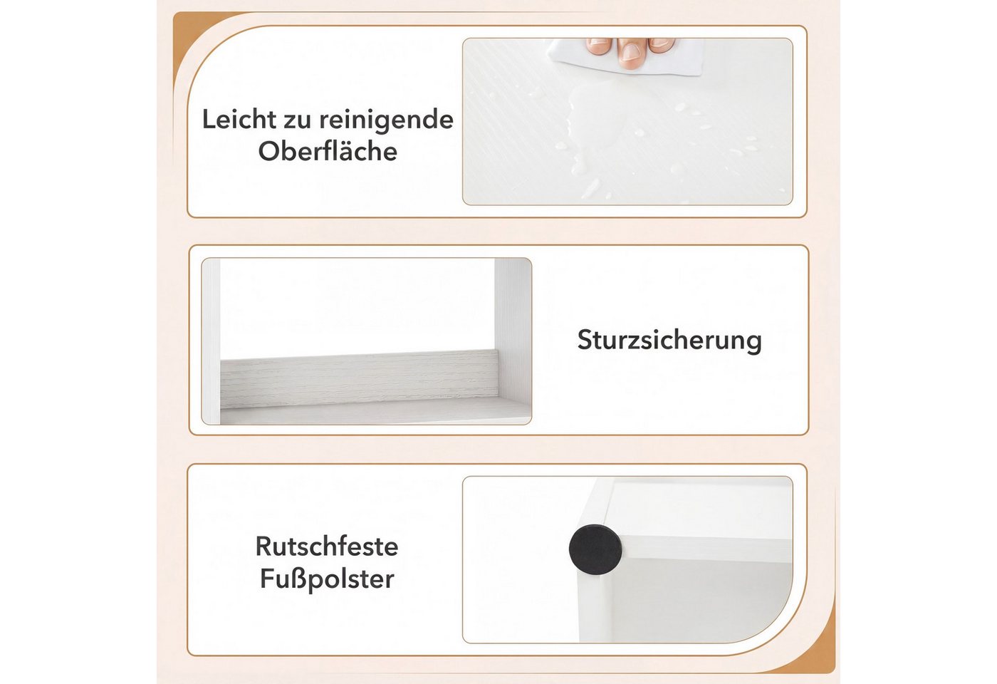 COSTWAY Bücherregal mit 8 Fächern & Schublade, Bücherschrank, Aus Holz, offenes Standregal mit Kippschutz – Bild 4 von 5