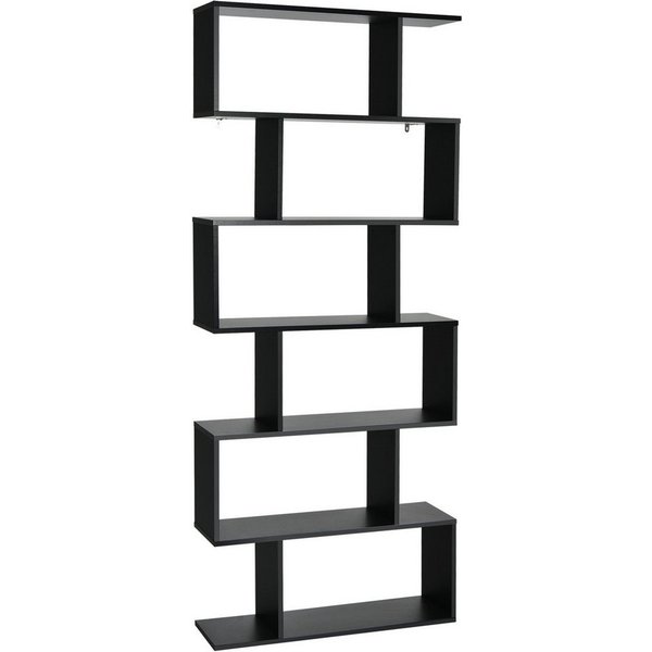 COSTWAY Bücherregal, Standregal mit 6 Fächern, 20 kg/Ebene, 80x23x192cm, schwarz