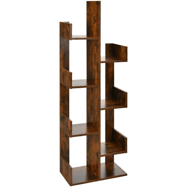COSTWAY Bücherregal, mit 8 Fächern, bis 80kg, im Baumform, 50x25x145cm