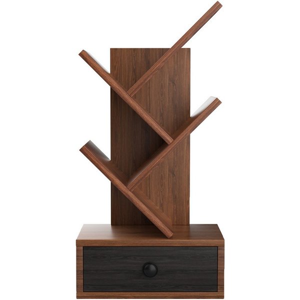 COSTWAY Bücherregal, stehend, in Baumform, mit Schublade, Holz, 30x17,5x60cm