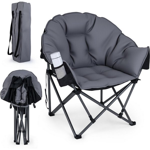 COSTWAY Campingstuhl, Klappstuhl gepolstert XXL mit Getränkehalter, bis 227kg