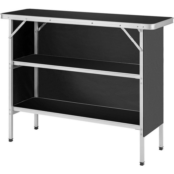 COSTWAY Campingtisch Klapptisch mit Stauraum, faltbar, 2 Regalen, aus Alu