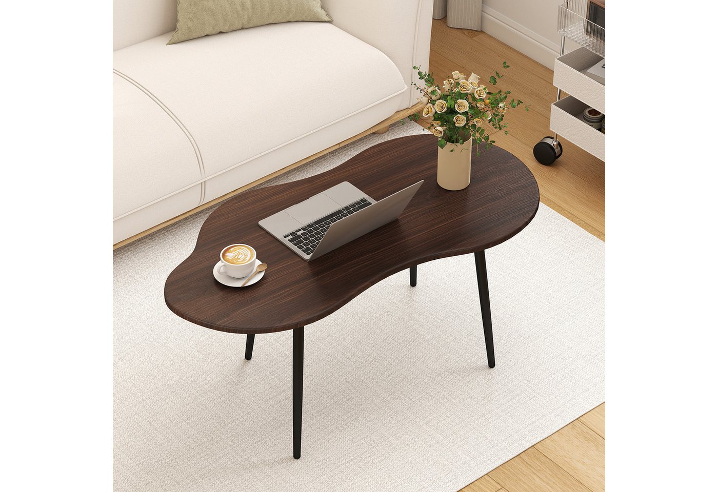 COSTWAY Couchtisch, Wohnzimmertisch holz, kaffeetisch klein – Bild 2 von 5