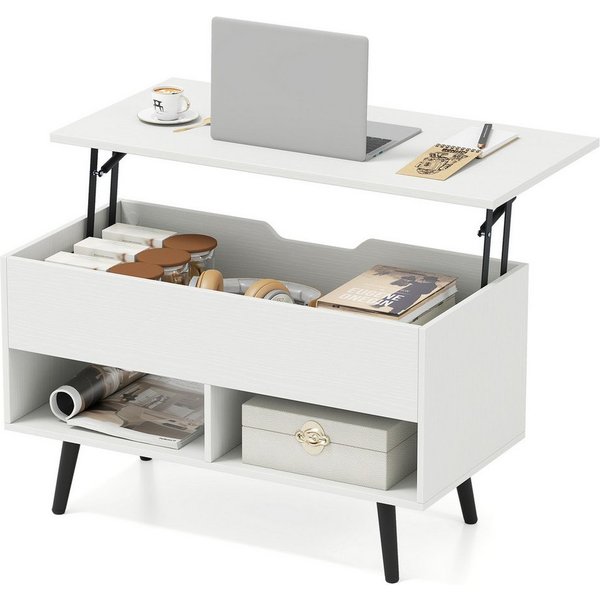 COSTWAY Couchtisch, höhenverstellbar mit Gasdruckmechanismus 80x40x46-60cm