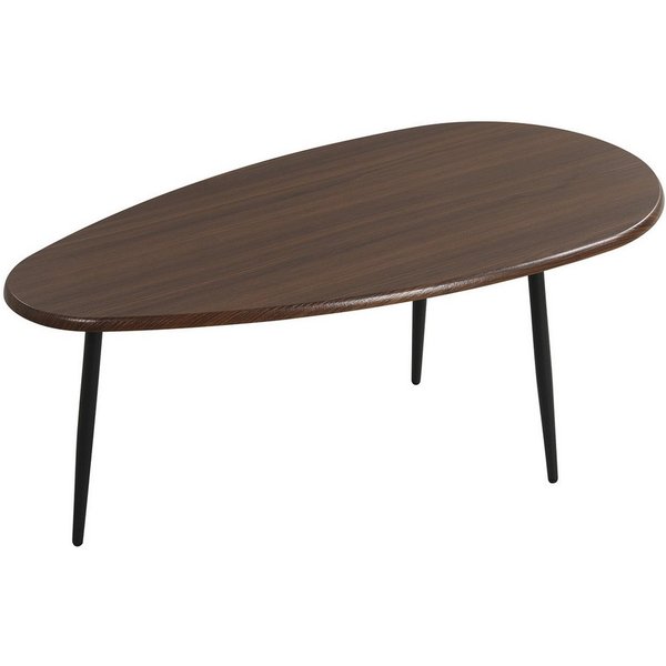 COSTWAY Couchtisch, Wohnzimmertisch oval, mit stabiler Metallkonstruktion