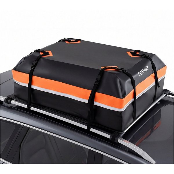 COSTWAY Dachbox, 450L, wasserdicht, tragbar, mit 6 Türhaken & Schloss