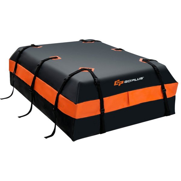 COSTWAY Dachbox, 600L Dachkoffer, mit 10 breite Gurte & 6 Türhaken