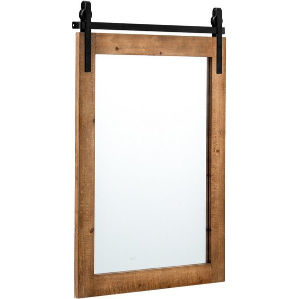 COSTWAY Dekospiegel, mit Holzrahmen und Metallhalterung, 76,5x56cm