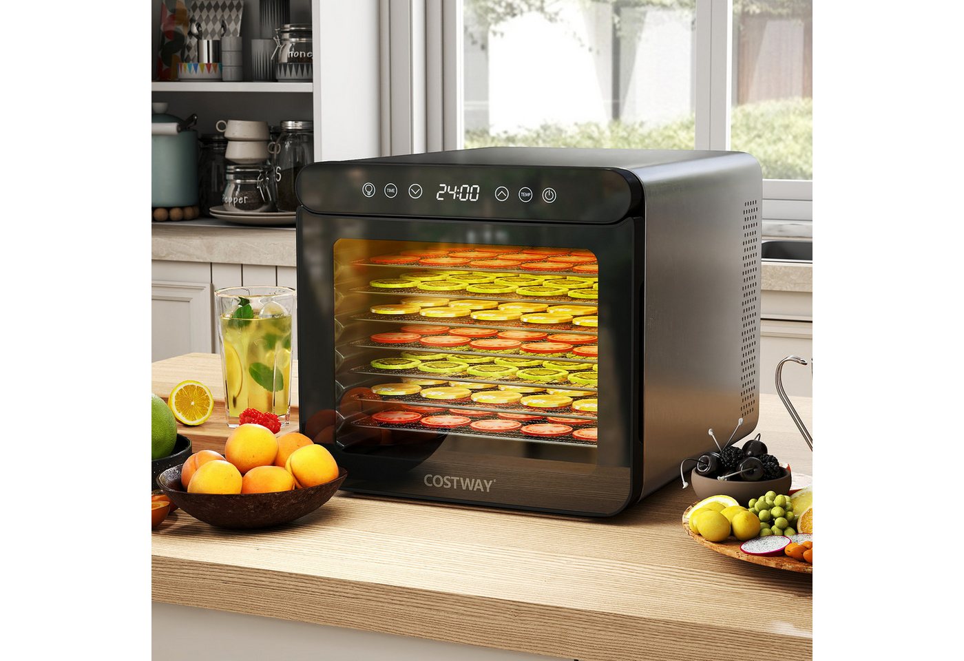 COSTWAY Dörrautomat 600 W, 7 Etagen, mit 7 Schalen & 24H Timer, 30-75℃ – Bild 2 von 5