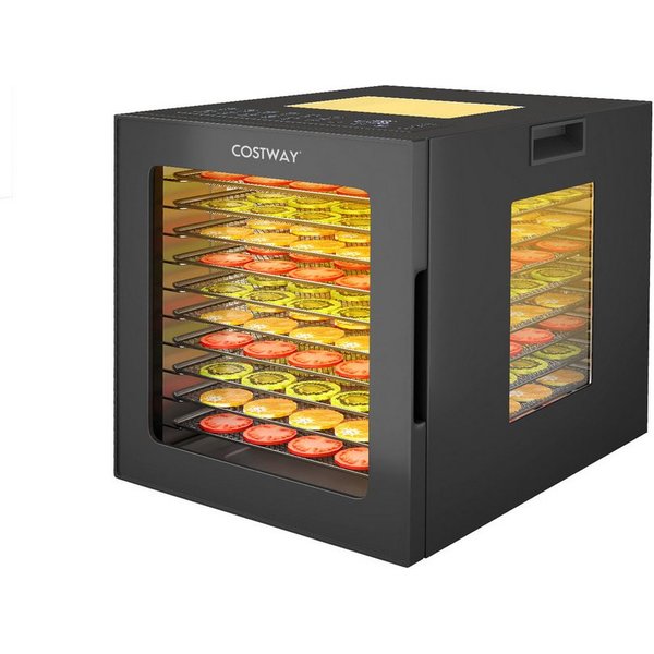 COSTWAY Dörrautomat 850 W, 10 Etagen, mit 10 Programmen & 48H Timer, 30-75℃