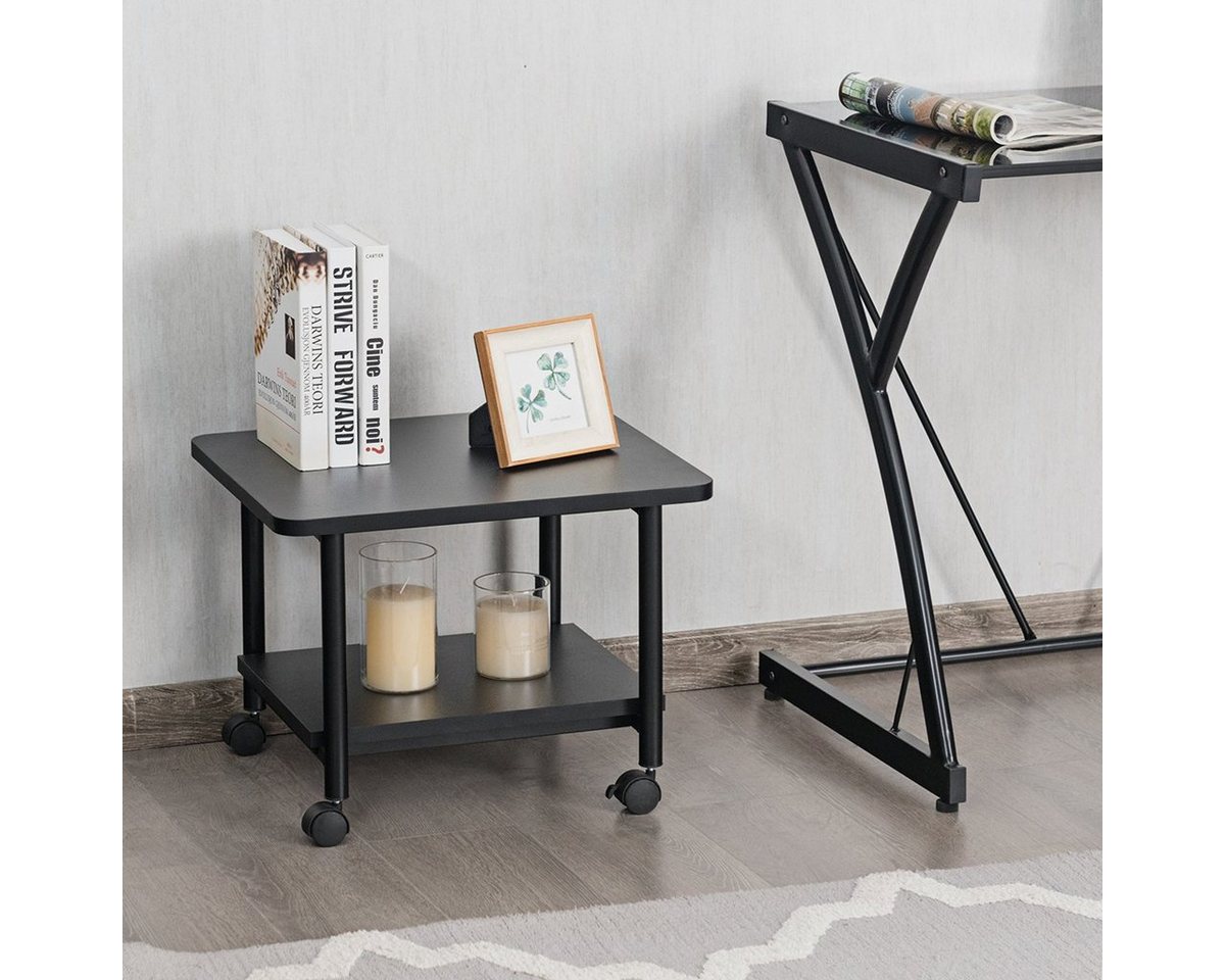 COSTWAY Druckertisch, 2 Ebenen, mit 4 Rollen und 1 Ablage, 45 kg, 49x40x37cm – Bild 3 von 5