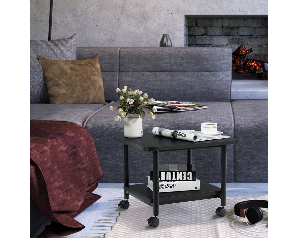 COSTWAY Druckertisch, 2 Ebenen, mit 4 Rollen und 1 Ablage, 45 kg, 49x40x37cm – Bild 5 von 5
