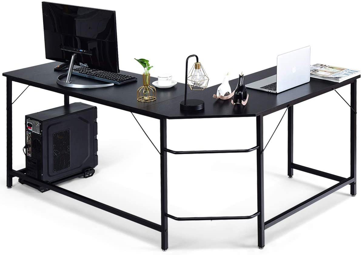 COSTWAY Eckschreibtisch, mit CPU-Ständer, L-Form, 168 x 125 x 74 cm – Bild 2 von 5