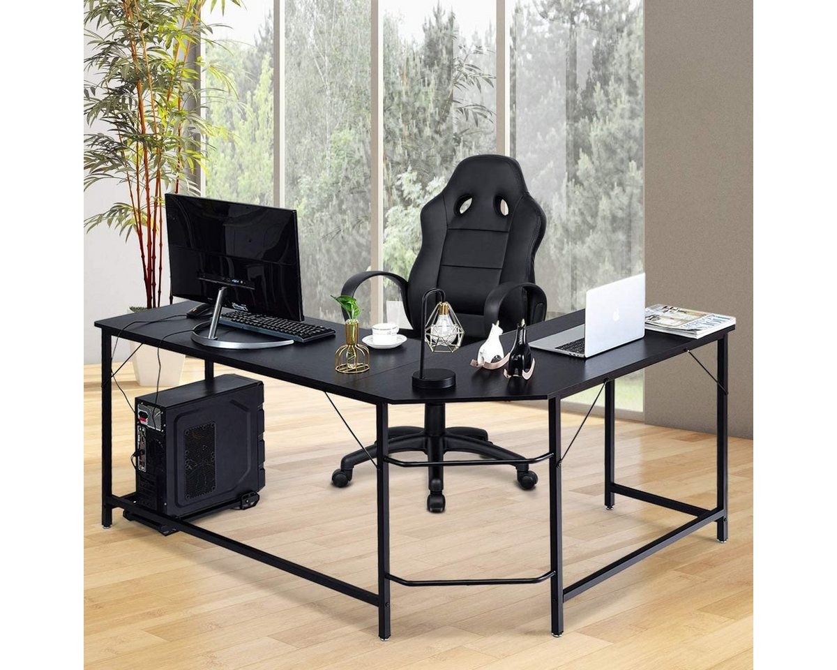 COSTWAY Eckschreibtisch, mit CPU-Ständer, L-Form, 168 x 125 x 74 cm – Bild 3 von 5