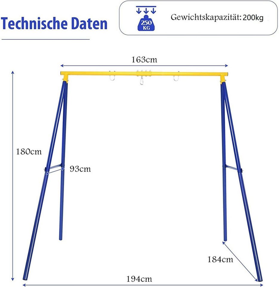 COSTWAY Einzelschaukel, (2-tlg), Schaukelgerüst, Schaukelgestell, mit Nestschaukel – Bild 4 von 5