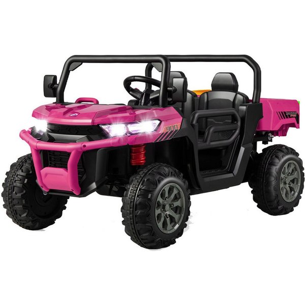 COSTWAY Elektro-Kinderauto 12V Kinderquad, 2 Sitzer Elektroauto, mit Musik, Hupe, 3-8 km/h