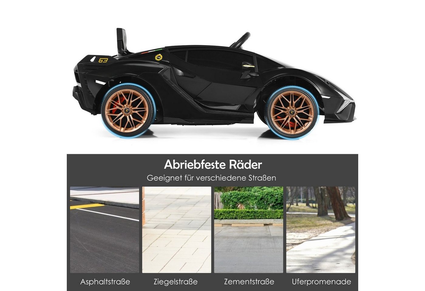 COSTWAY Elektro-Kinderauto 12V Lamborghini, 3-5km/h – Bild 5 von 5