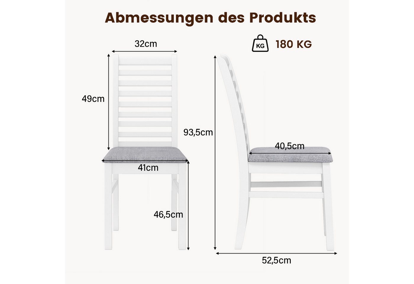 COSTWAY Esszimmerstuhl (2 St), Stoff gepolsterte Küchenstühle, hohe gebogene Rückenlehne – Bild 5 von 5