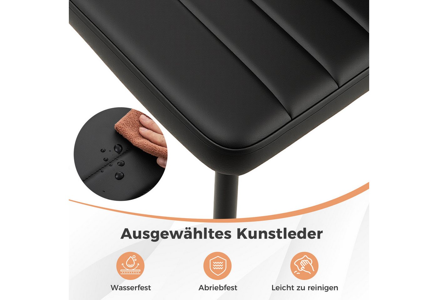COSTWAY Esszimmerstuhl, 4 St. bis 150 kg mit Rückenlehne 52,5 x 43 x 96,5 cm – Bild 4 von 5