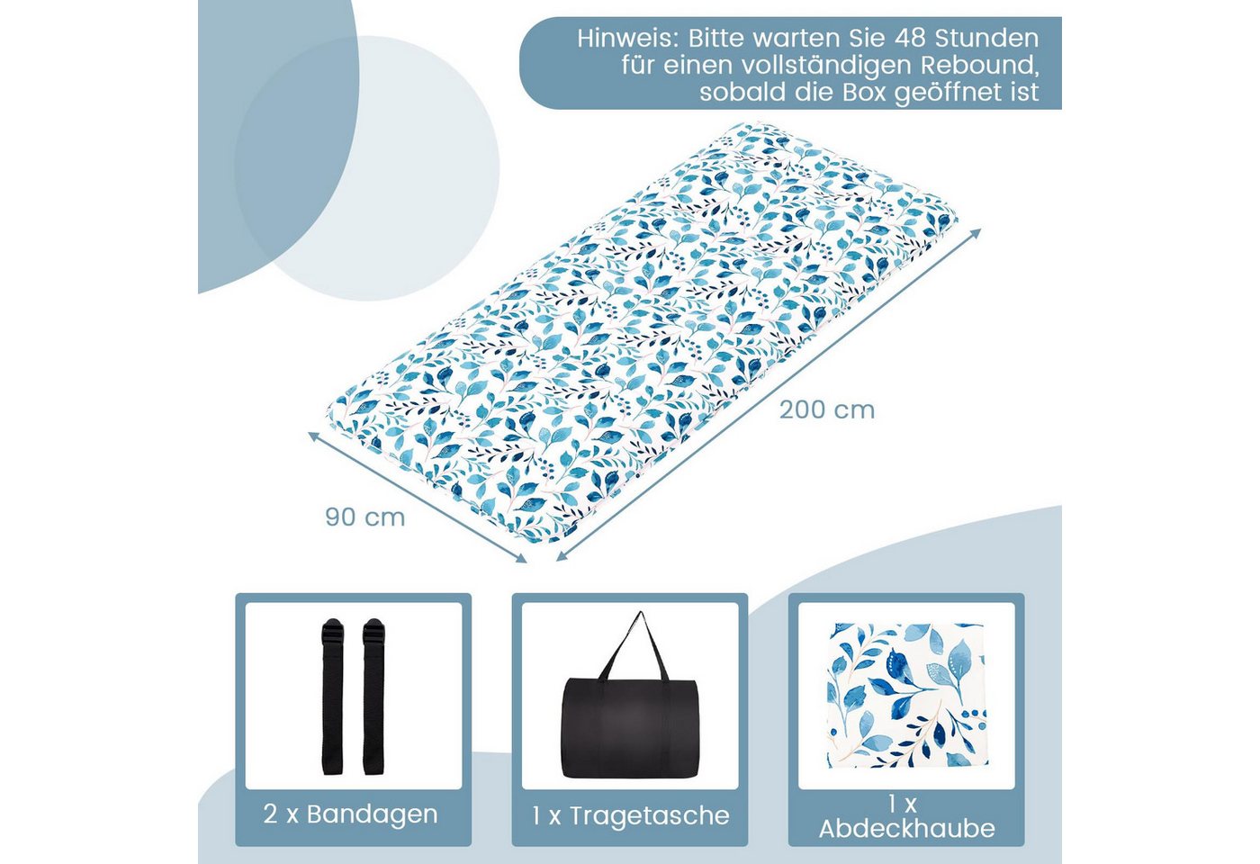 Futonmatratze, COSTWAY, 10 cm hoch, Futon Matratze, Tatami-Matte, Klappmatratze, 90x200cm – Bild 3 von 5