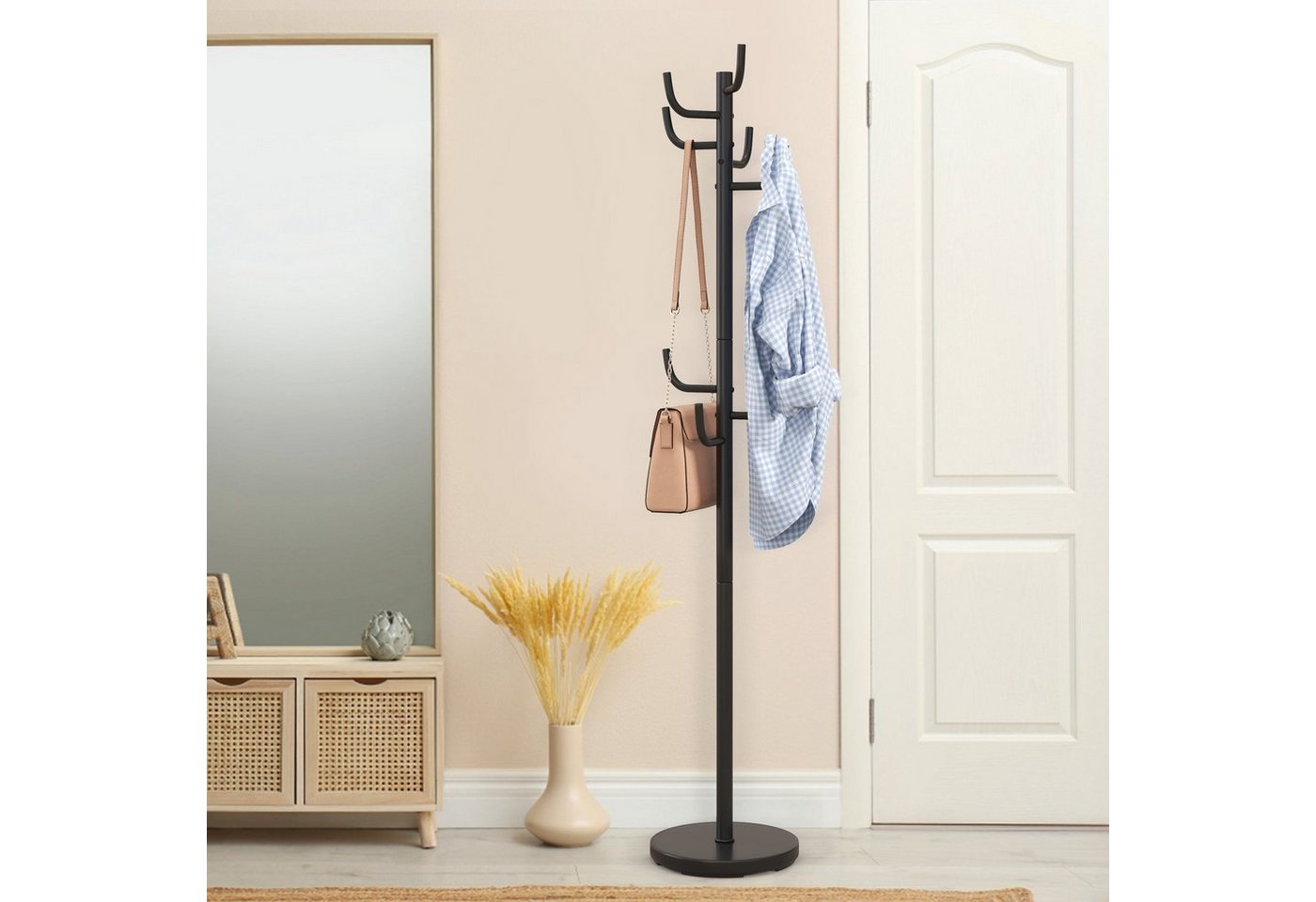 COSTWAY Garderobenständer Kleiderständer, Metall mit 8 Haken, φ33,5 x 175cm – Bild 2 von 5