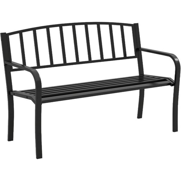 COSTWAY Gartenbank, Sitzbank 3-Sitzer aus Metall bis 300kg belastbar, 127cm