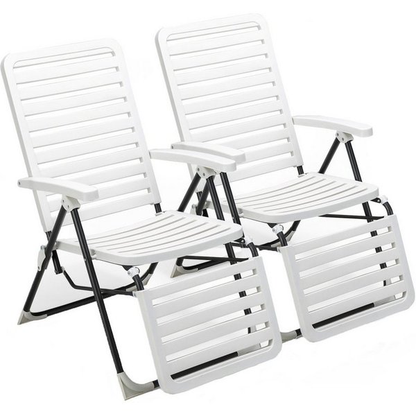 COSTWAY Gartenliege Liegestuhl, 2 St., 7-Fach verstellbar, klappbar