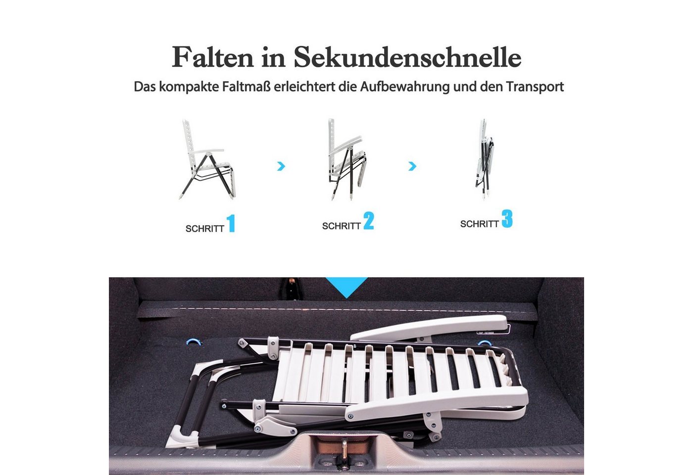 COSTWAY Gartenliege Liegestuhl, 2 St., 7-Fach verstellbar, klappbar – Bild 4 von 5