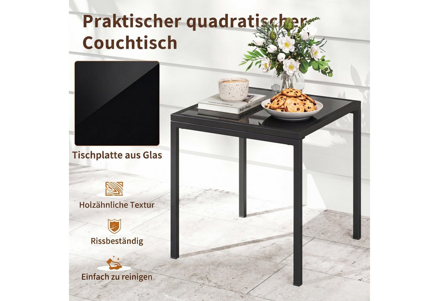 COSTWAY Gartenlounge-Set, (3-tlg), mit Kissen, wetterfest Metall für Garten, Balkon – Bild 5 von 5