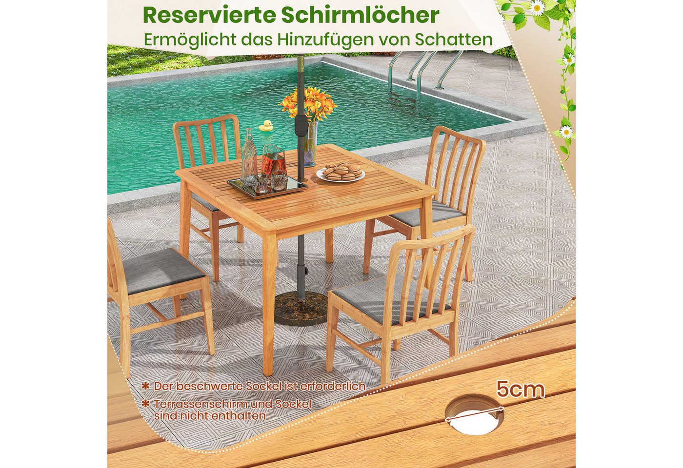 COSTWAY Gartentisch – Bild 4 von 5