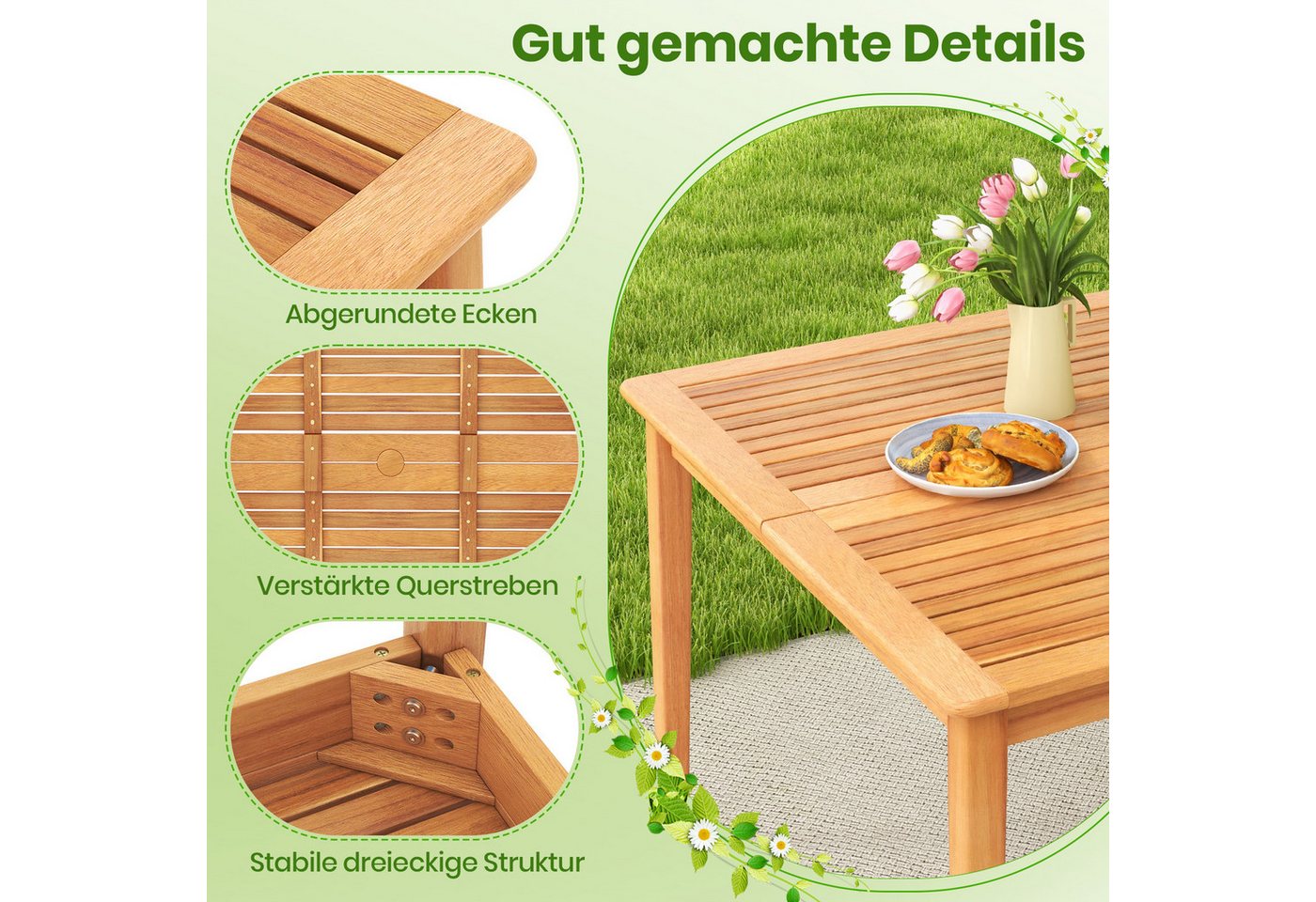 COSTWAY Gartentisch – Bild 5 von 5