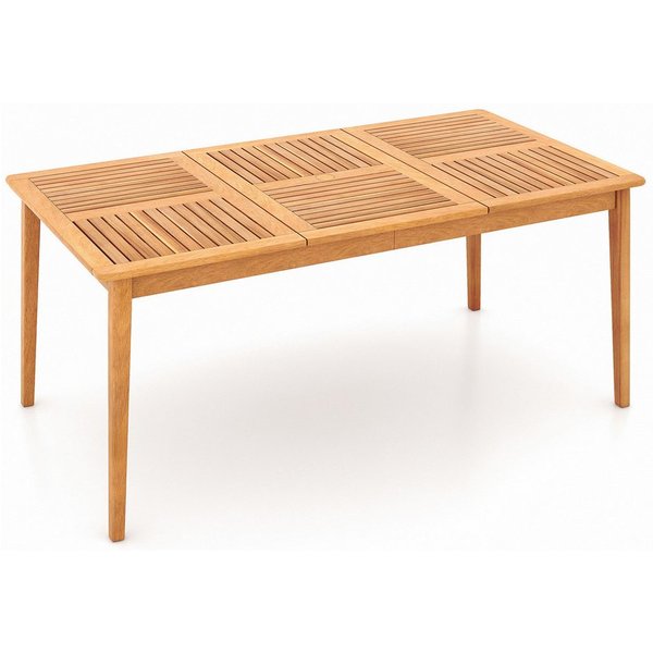 COSTWAY Gartentisch, mit Schirmloch, Akazienholz, 170x90cm, 6 Personen rechteckig
