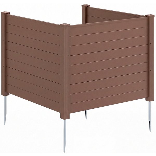 COSTWAY Gartenzaun, Lamellenzaun aus PP, Steckzaun mit 4 Pfählen, 122x95 cm