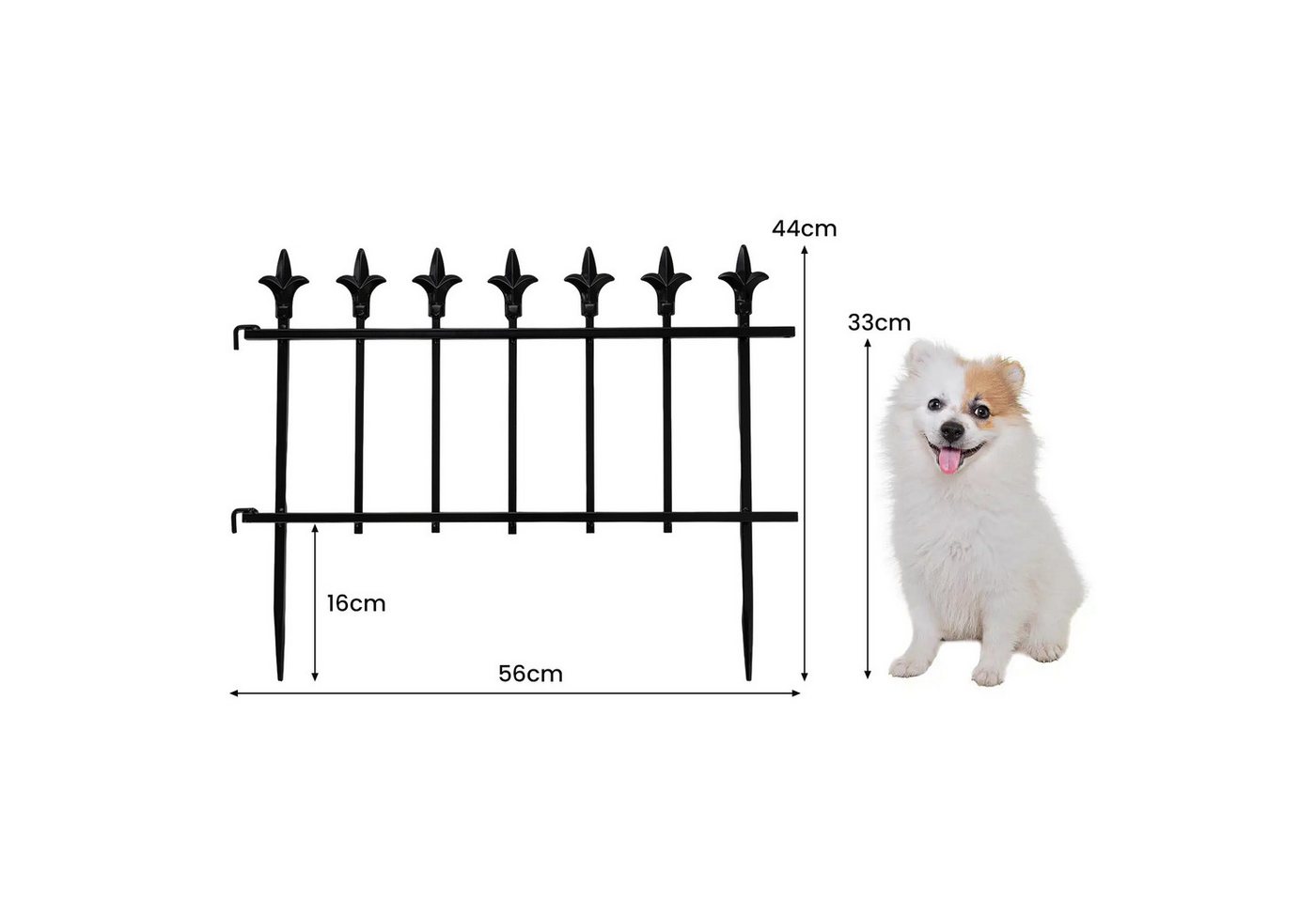 COSTWAY Gartenzaun, 5 Stück Metall Steckzaun mit Fleur-de-Lis, 56 x 44 cm – Bild 3 von 3