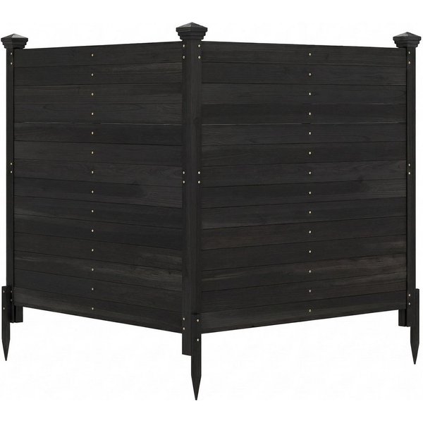 COSTWAY Gartenzaun, (2-St), dekorativer Sichtschutzzaun, Zaun mit 3 Pfosten