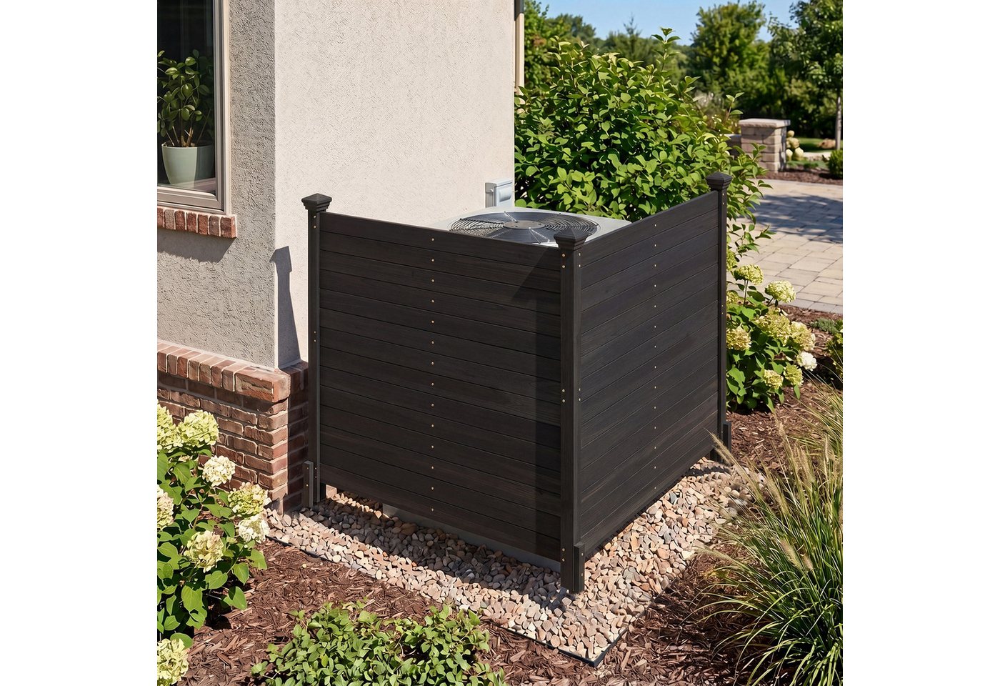 COSTWAY Gartenzaun, (2-St), dekorativer Sichtschutzzaun, Zaun mit 3 Pfosten – Bild 2 von 5