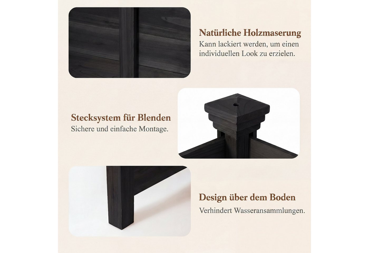 COSTWAY Gartenzaun, (2-St), dekorativer Sichtschutzzaun, Zaun mit 3 Pfosten – Bild 5 von 5