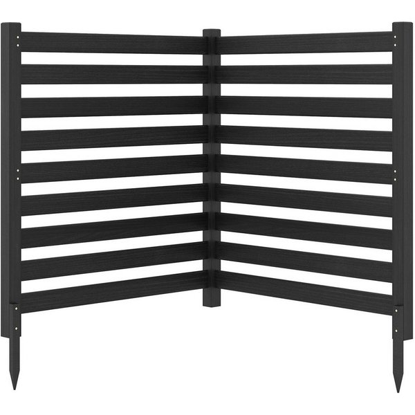 COSTWAY Gartenzaun, Zaun mit 3 Pfählen, Steckzaun Lamellenzaun