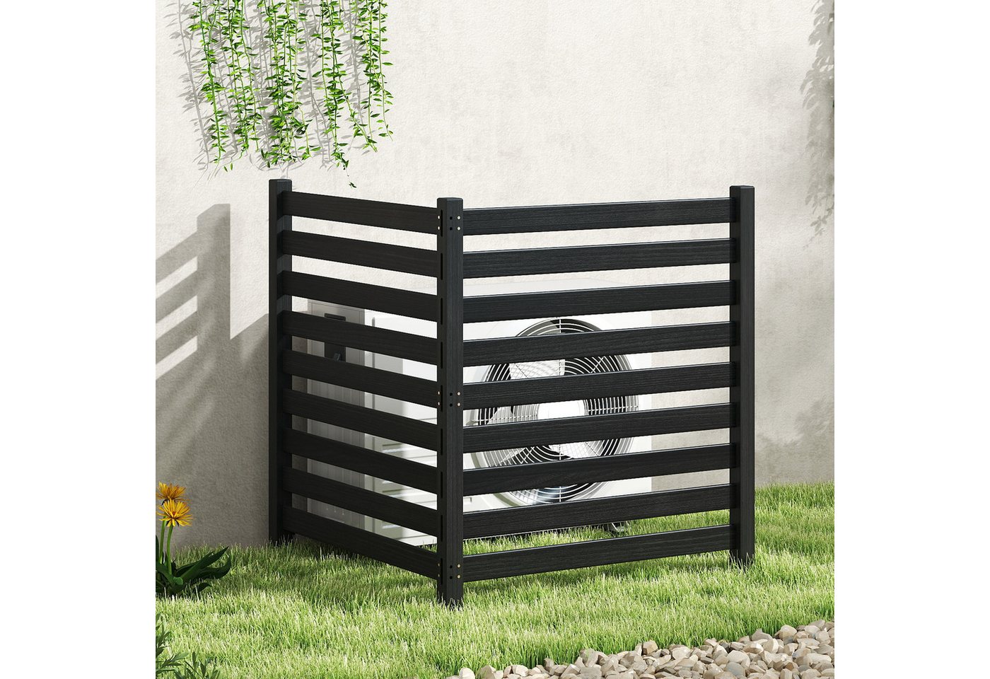 COSTWAY Gartenzaun, Zaun mit 3 Pfählen, Steckzaun Lamellenzaun – Bild 2 von 5