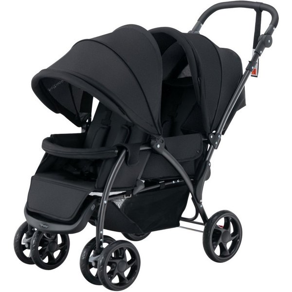 COSTWAY Geschwisterwagen Zwillingsbuggy, mit 5-Punkt Gurt & Einkaufskorb