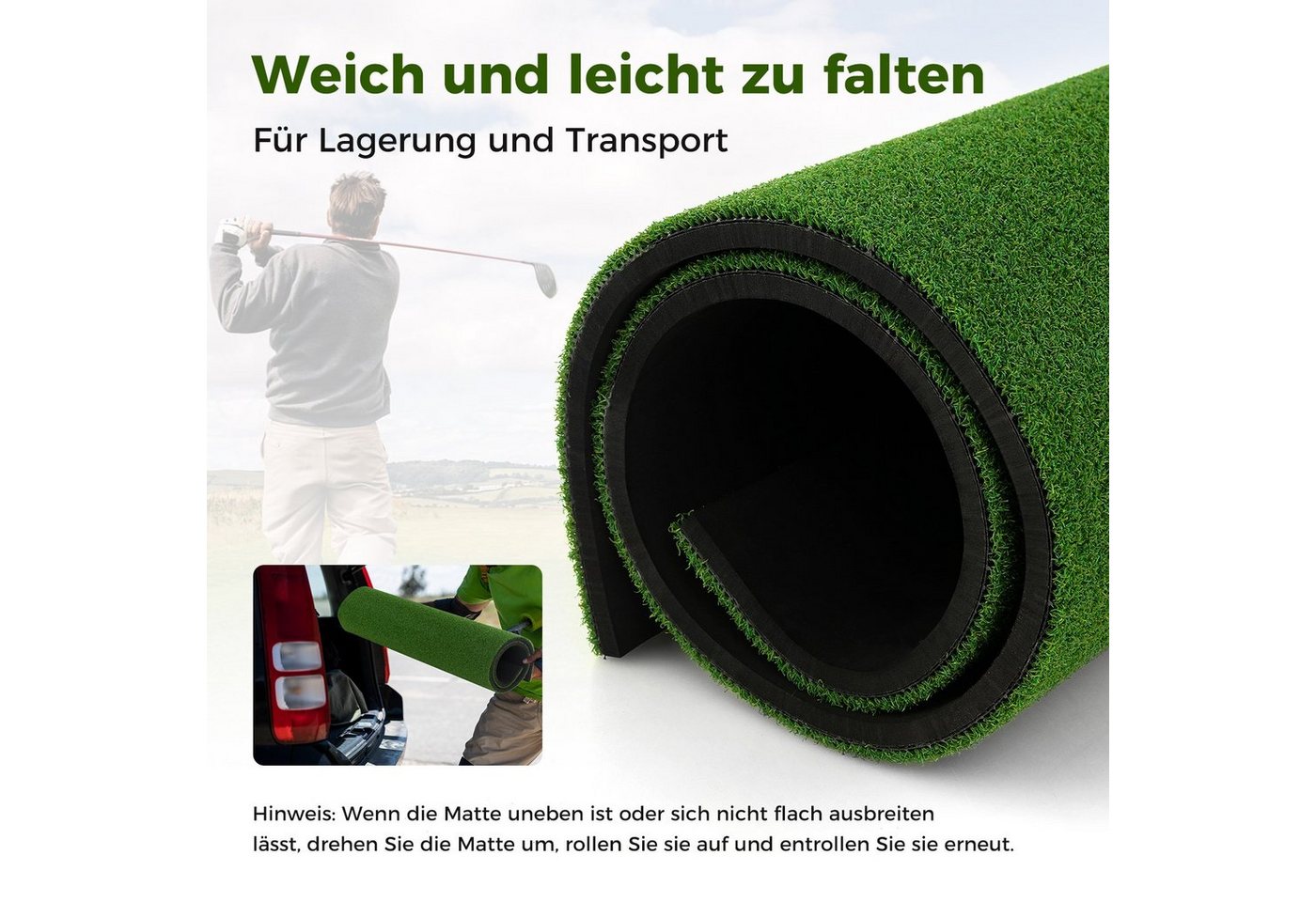 COSTWAY Golf-Abschlagmatte Übungsmatte, mit 2 Golf-Tees – Bild 4 von 5
