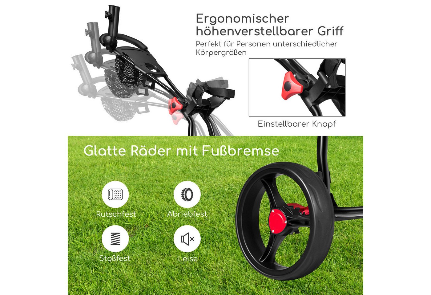 COSTWAY Golftrolley Golfwagen, mit Schirm-, Tassen- und Telefonhalter – Bild 3 von 5