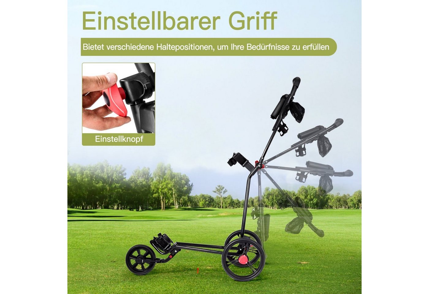 COSTWAY Golftrolley Golfwagen, mit Schirm-, Tassen- und Telefonhalter – Bild 4 von 5