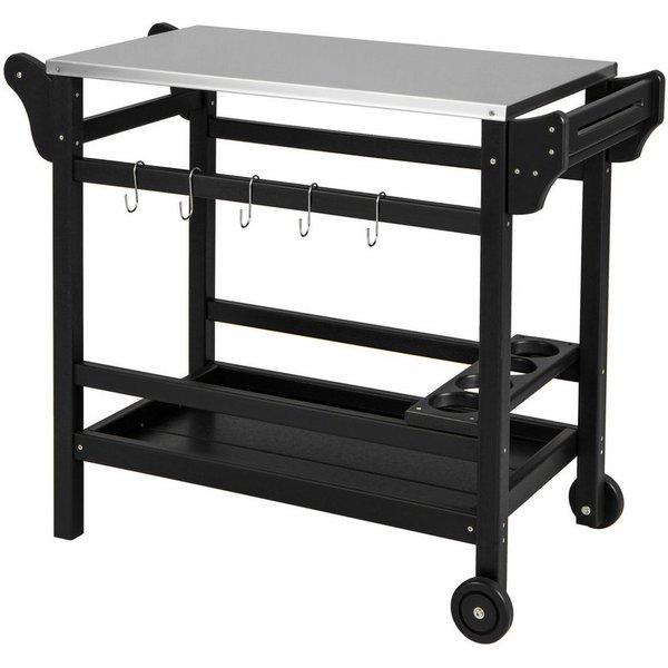 COSTWAY Grillablagetisch, Grillwagen,Beistelltisch auf Rollen, outdoor